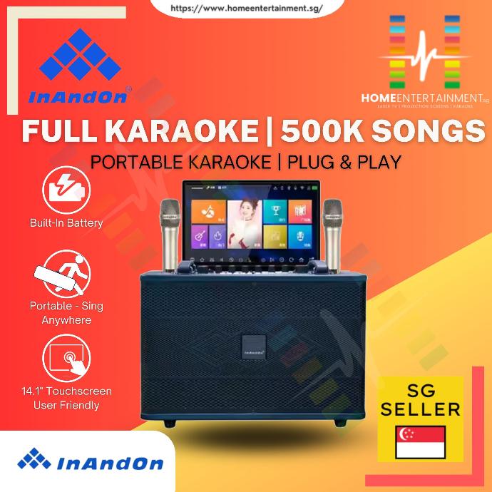 InAndOn 6in1 14” Touchscreen Karaoke System with 2x Wireless Mics