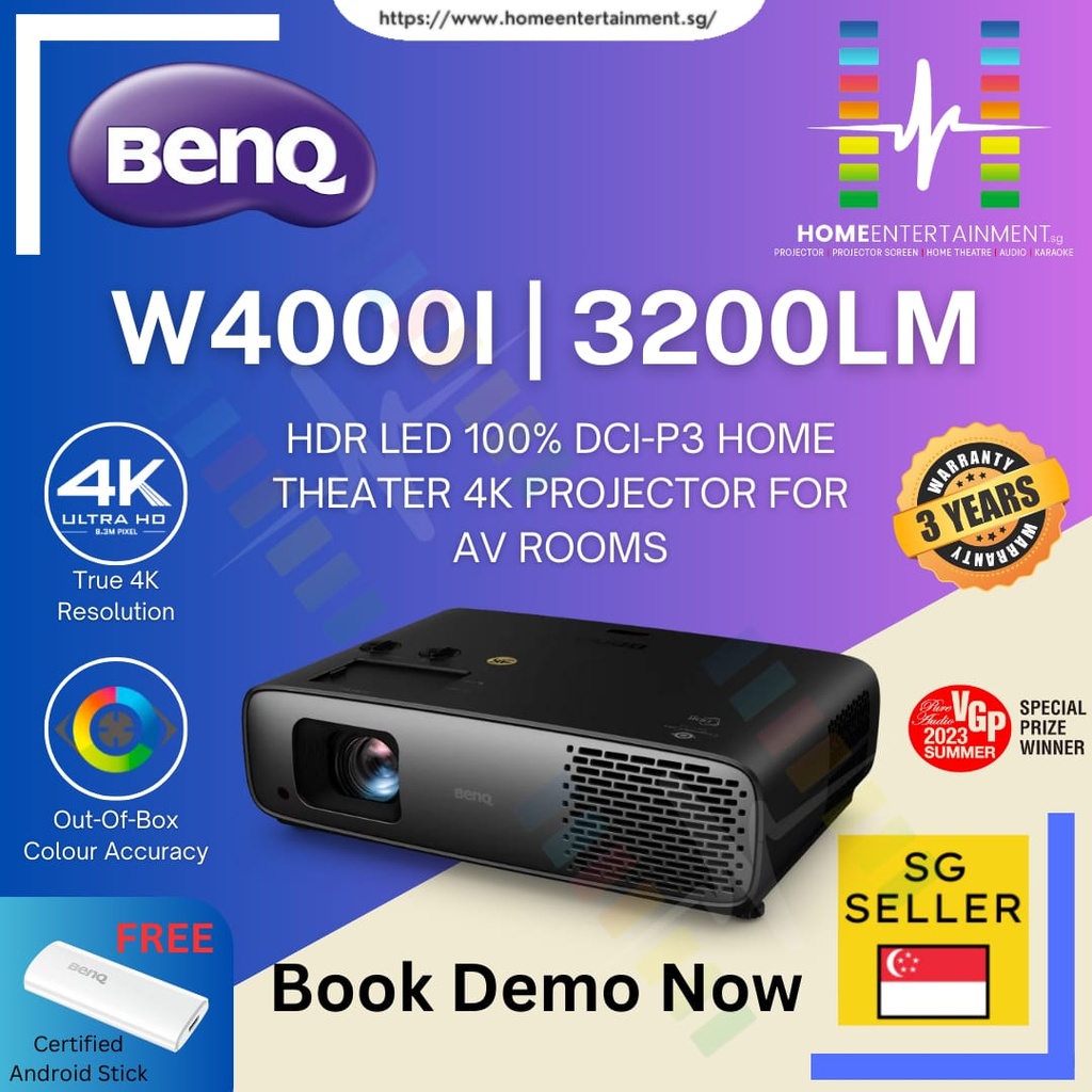 BenQ W4000i | HDR LED 3200lm Home Theater 4K Projector for AV Rooms