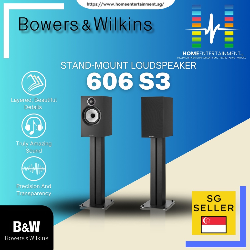 B&W Bowers & Wilkins 606 S3 Bookshelf Speakers (1 Pair)