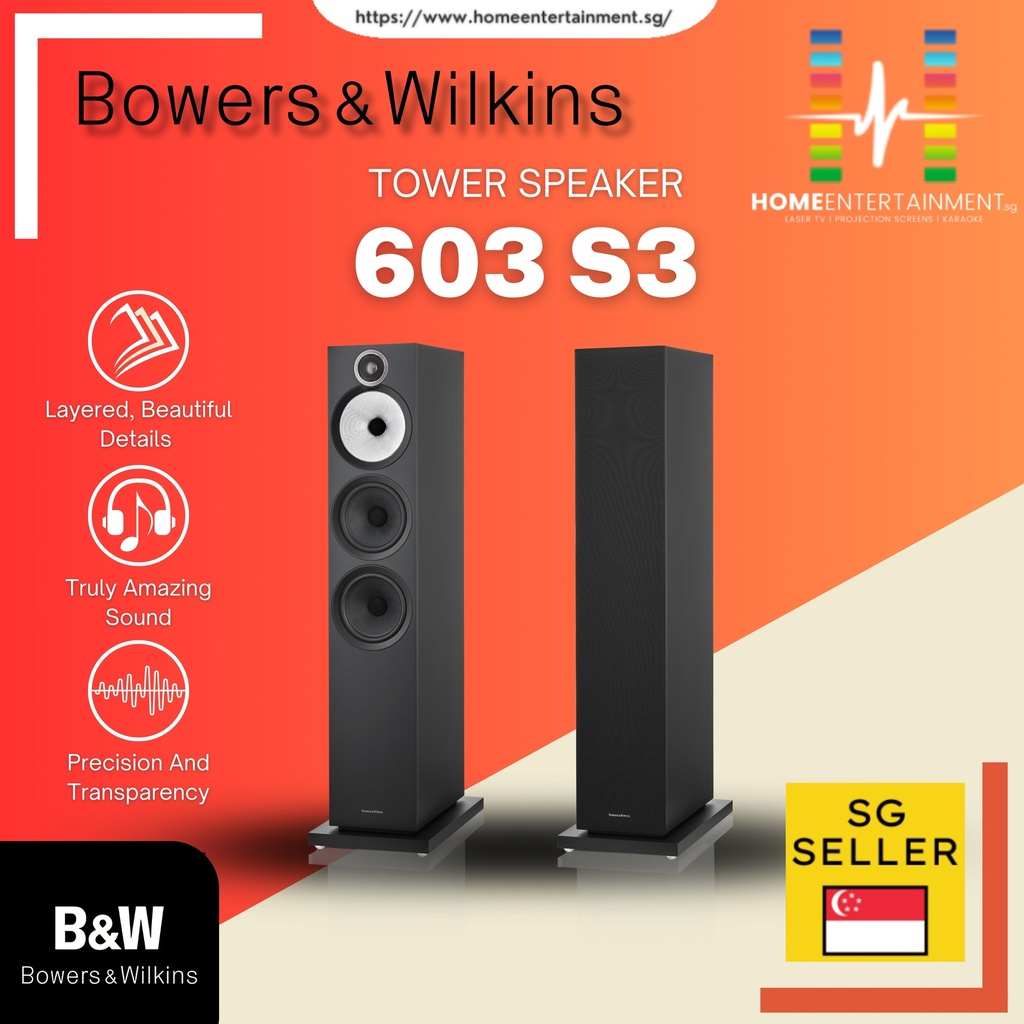 B&W Bowers & Wilkins 603 S3 Tower Speakers (1 Pair)