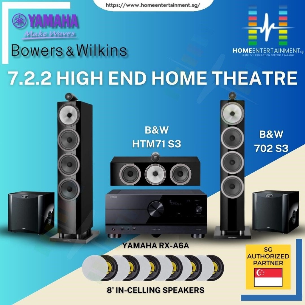 [7.2.2 High-End Home Theatre Package] Bowers&Wilkins 702 S3 Tower Speakers + Yamaha RX-A6A