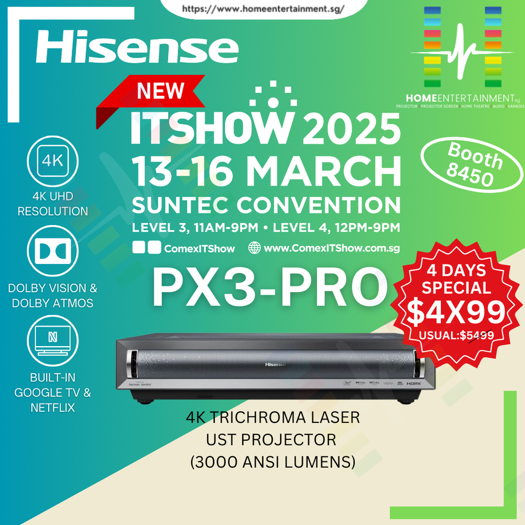 Hisense PX3-PRO TriChroma Triple Laser 4K Ultra Short Throw Projector For Home Cinema 3000 ANSI Lumens