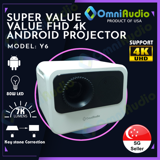 OmniAudio Y6 Full HD 4K Projector (8,000 Lumens)