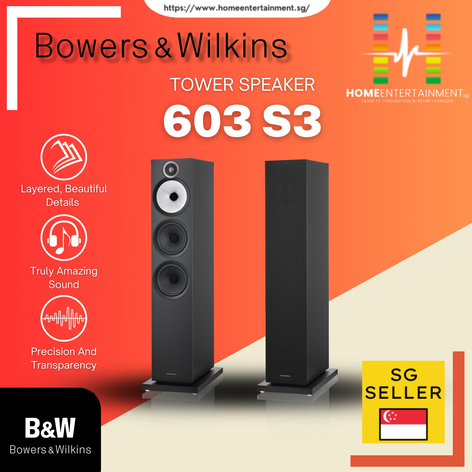 Bowers & wilkins 603 shops floorstanding speaker