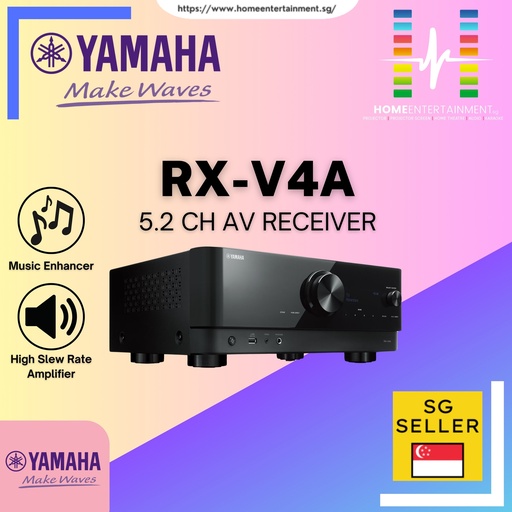 YAMAHA RX-V4A (Black) - 5.2 ch AV Receiver with CINEMA DSP 3D, HDMI™ 4-in/1-out, wireless surround