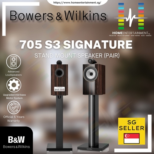 B&W Bowers & Wilkins 705 S3 Signature Bookshelf Speakers (1 Pair)