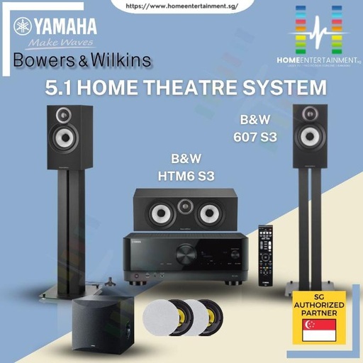 [5.1 Home Theatre Package] Bowers&Wilkins 606 S3 + Yamaha RX-V4A