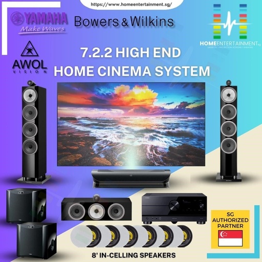 [7.2.2 High-End Home Cinema Package] Bowers&Wilkins 702 S3 Tower Speakers + Awol Vision LTV-3500 UST Projector + Yamaha RX-A6A