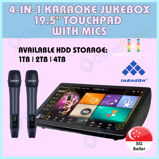 InAndOn 4in1 19.5" Touchscreen Karaoke System with 2x Wireless Mics